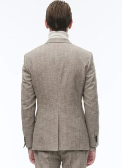 Fursac Wool Fitted Jacket With Herringbone String-Like Beige - Herringbone Pattern Sale