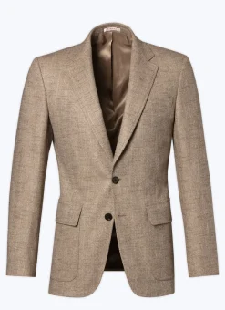 Fursac Wool Fitted Jacket With Herringbone String-Like Beige - Herringbone Pattern Sale