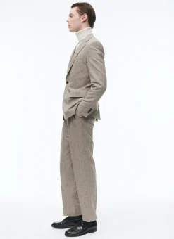 Fursac Wool Fitted Suit With Herringbone String-Like Beige - Herringbone Pattern Best Sale