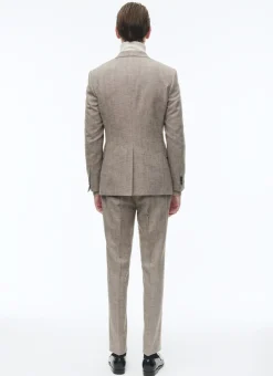 Fursac Wool Fitted Suit With Herringbone String-Like Beige - Herringbone Pattern Best Sale