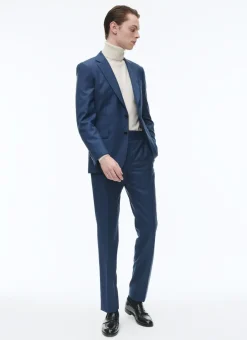 Fursac Wool Fitted Suit With Micro Design Prussian Blue - Micro Design Best