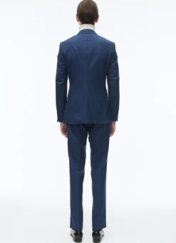 Fursac Wool Fitted Suit With Micro Design Prussian Blue - Micro Design Best