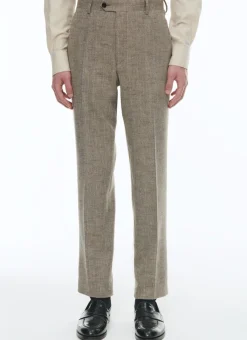 Fursac Wool Fitted Trousers With Herringbone String-Like Beige - Herringbone Pattern Online