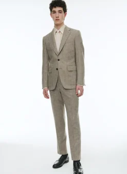 Fursac Wool Fitted Trousers With Herringbone String-Like Beige - Herringbone Pattern Online