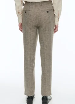 Fursac Wool Fitted Trousers With Herringbone String-Like Beige - Herringbone Pattern Online