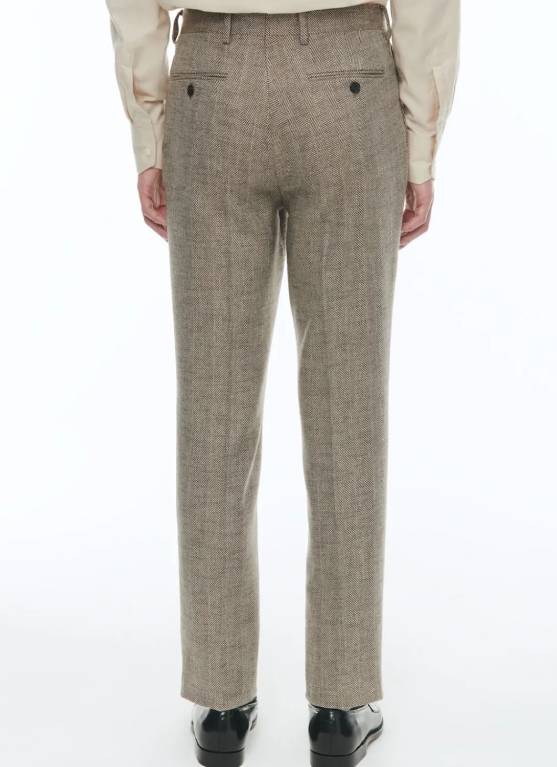 Fursac Wool Fitted Trousers With Herringbone String-Like Beige - Herringbone Pattern Online