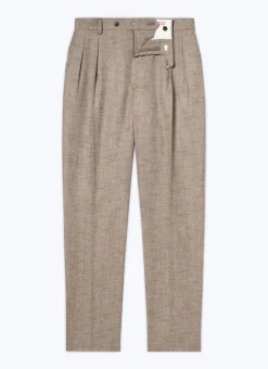 Fursac Wool Fitted Trousers With Herringbone String-Like Beige - Herringbone Pattern Online