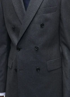 Fursac Wool Flannel Double-Breasted Jacket Charcoal Grey New