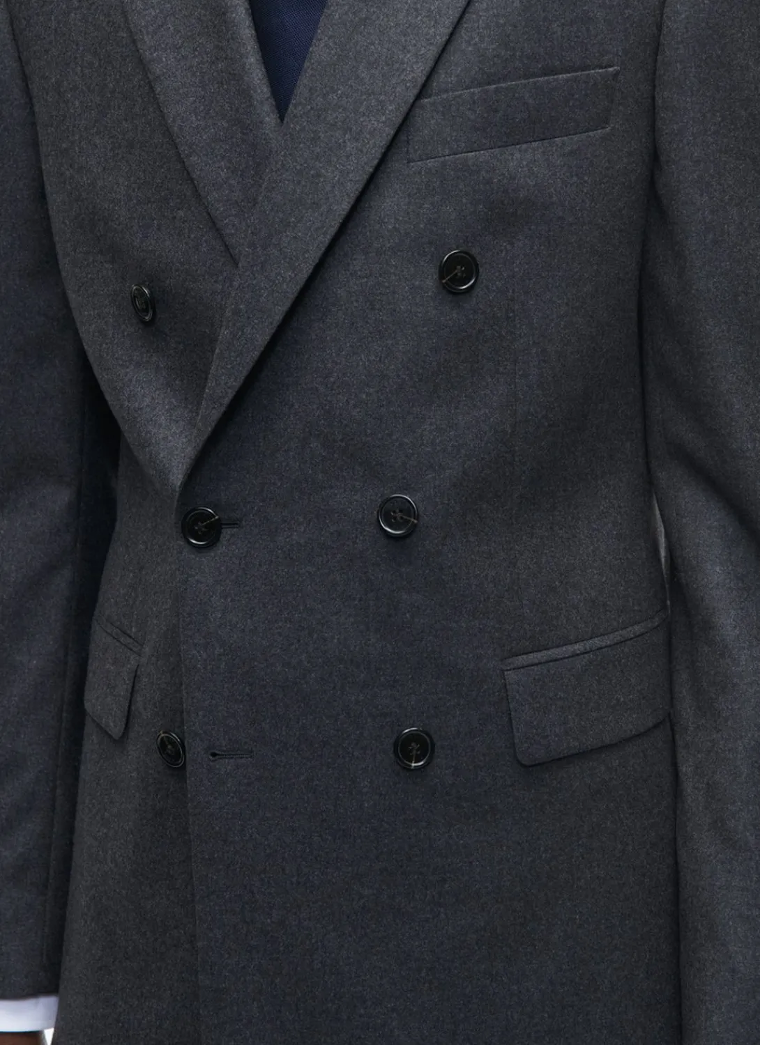Fursac Wool Flannel Double-Breasted Jacket Charcoal Grey New