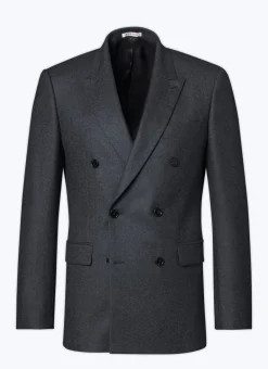 Fursac Wool Flannel Double-Breasted Jacket Charcoal Grey New