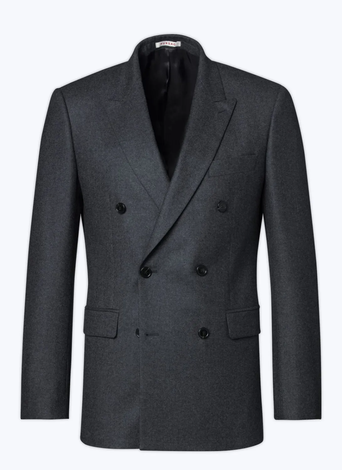 Fursac Wool Flannel Double-Breasted Jacket Charcoal Grey New