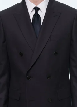 Fursac Wool Flannel Double-Breasted Jacket Navy Blue Clearance
