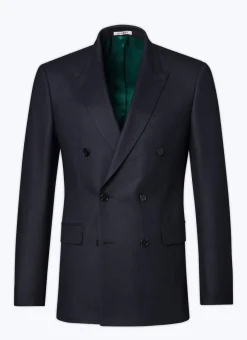 Fursac Wool Flannel Double-Breasted Jacket Navy Blue Clearance