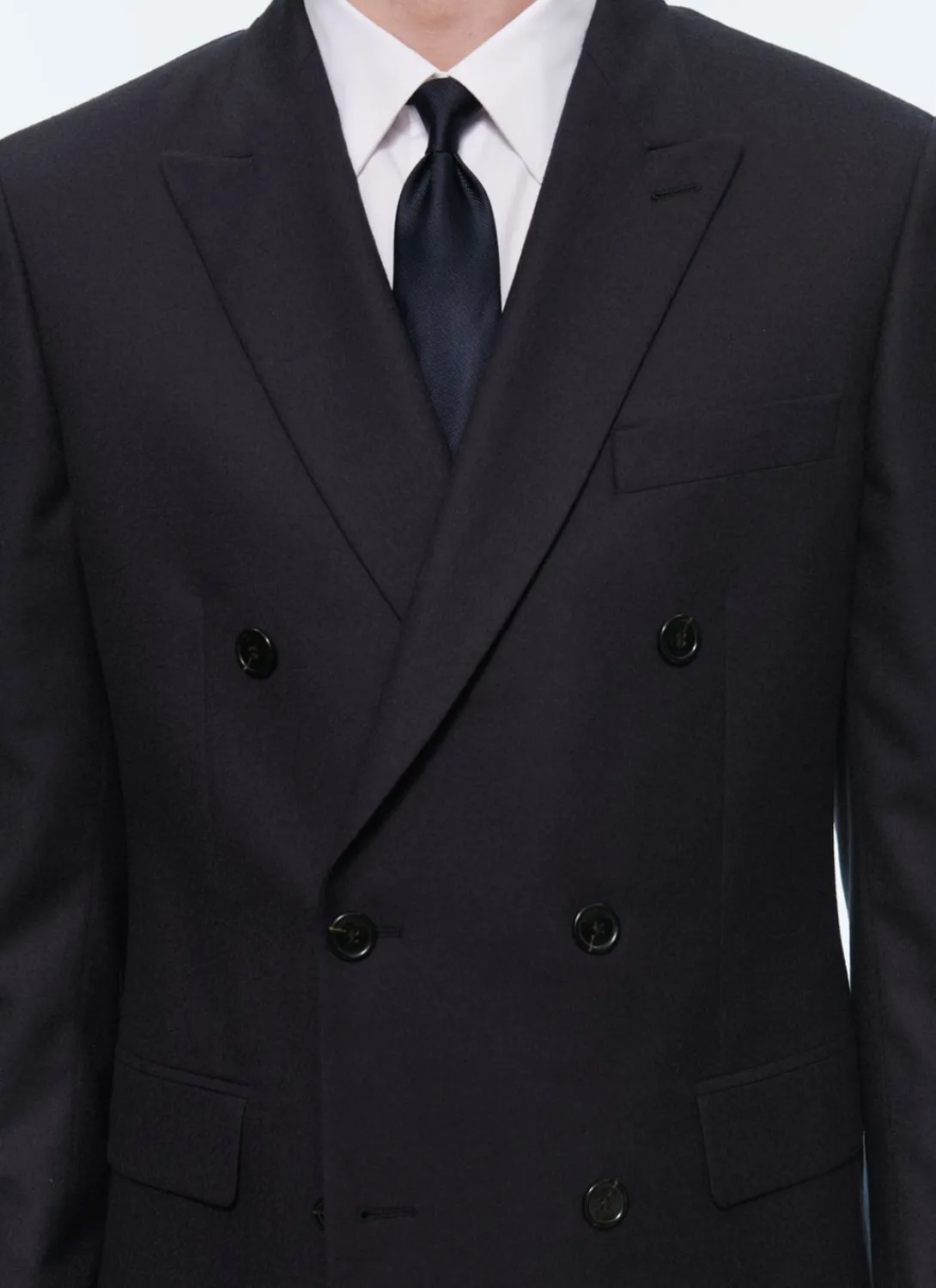 Fursac Wool Flannel Double-Breasted Suit Navy Blue New