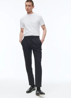 Fursac Wool Flannel Elasticated Trousers Navy Blue Clearance