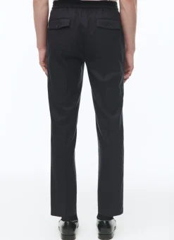 Fursac Wool Flannel Elasticated Trousers Navy Blue Clearance