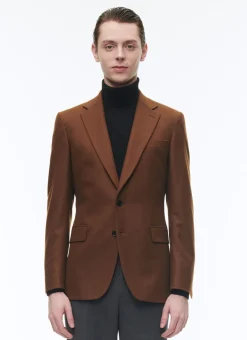 Fursac Wool Flannel Fitted Jacket Cinnamon Sale