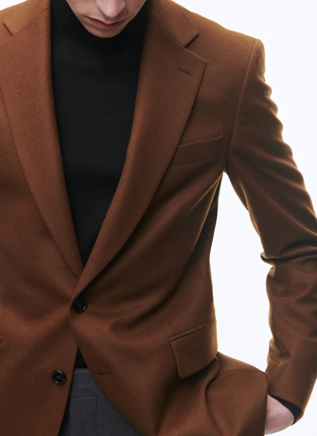 Fursac Wool Flannel Fitted Jacket Cinnamon Sale