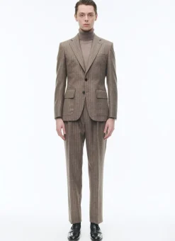 Fursac Wool Flannel Fitted Suit Chestnut - Stripes Shop