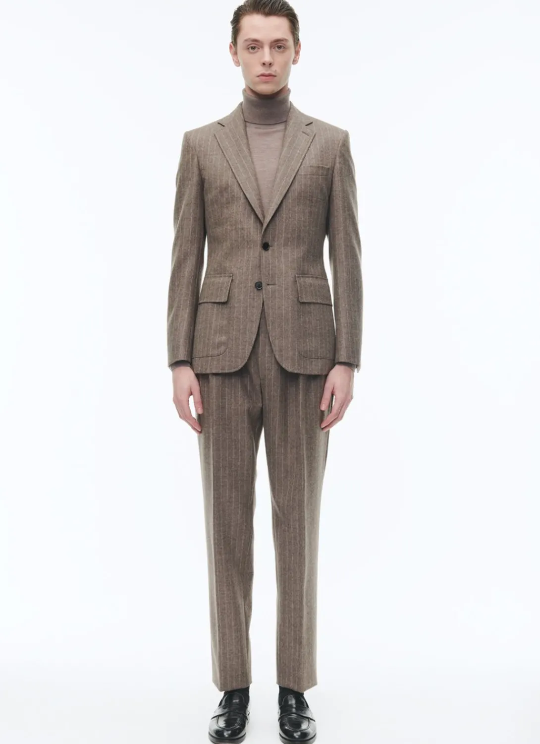 Fursac Wool Flannel Fitted Suit Chestnut - Stripes Shop