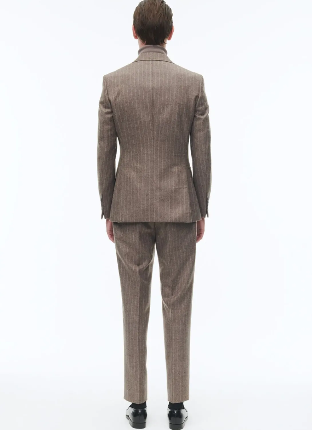 Fursac Wool Flannel Fitted Suit Chestnut - Stripes Shop