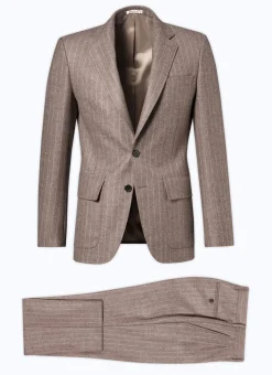 Fursac Wool Flannel Fitted Suit Chestnut - Stripes Shop