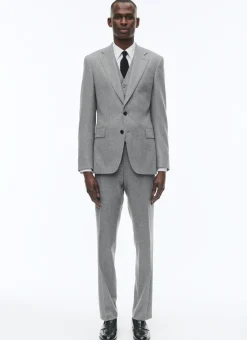 Fursac Wool Flannel Fitted Suit Light Grey Store