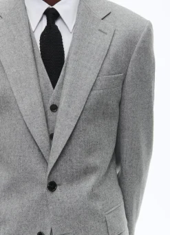 Fursac Wool Flannel Fitted Suit Light Grey Store