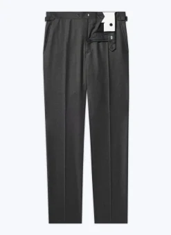 Fursac Wool Flannel Fitted Trousers Green Clearance