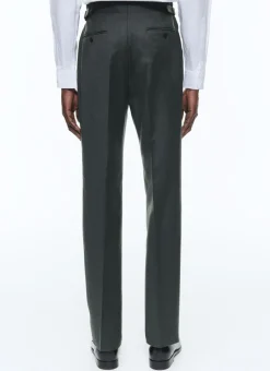 Fursac Wool Flannel Fitted Trousers Green Clearance