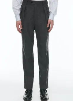 Fursac Wool Flannel Straight Trousers Grey Store