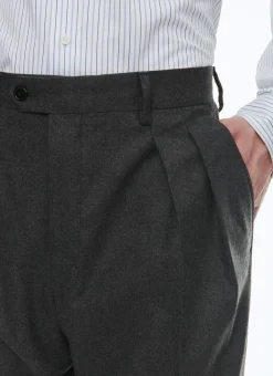 Fursac Wool Flannel Straight Trousers Grey Store