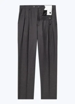 Fursac Wool Flannel Straight Trousers Grey Store