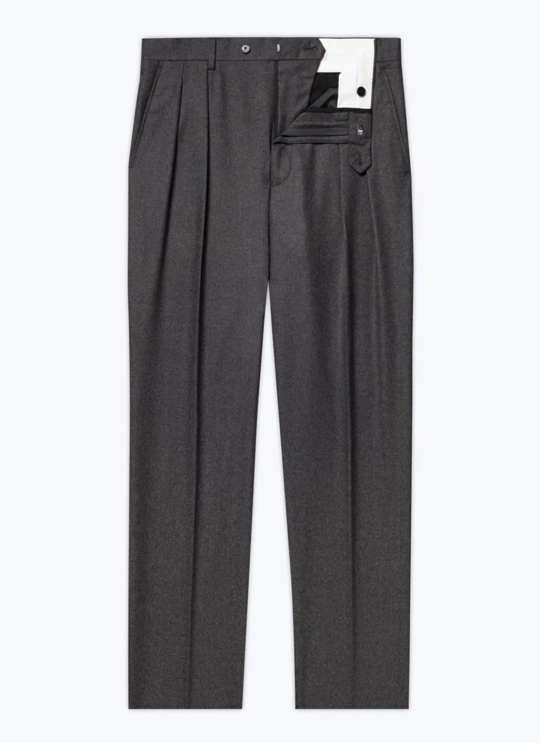 Fursac Wool Flannel Straight Trousers Grey Store