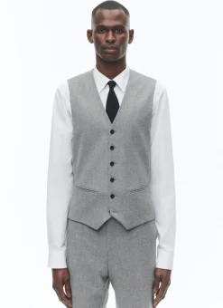 Fursac Wool Flannel Suit Waistcoat Light Grey Online
