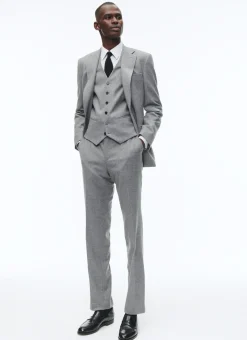 Fursac Wool Flannel Suit Waistcoat Light Grey Online
