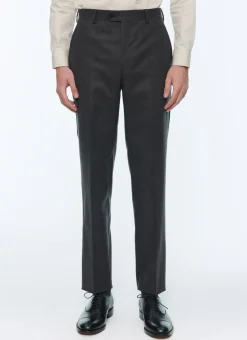 Fursac Wool Flannel Trousers Charcoal Grey Shop