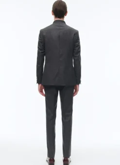 Fursac Wool Officer Collar Double-Breasted Suit Grey Fashion