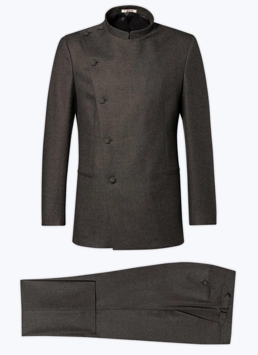 Fursac Wool Officer Collar Double-Breasted Suit Grey Fashion