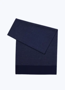 Fursac Wool Scarf With Polka Dots Midnight Blue New