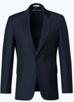 Fursac Wool Serge Large Suit Jacket Navy Blue Discount