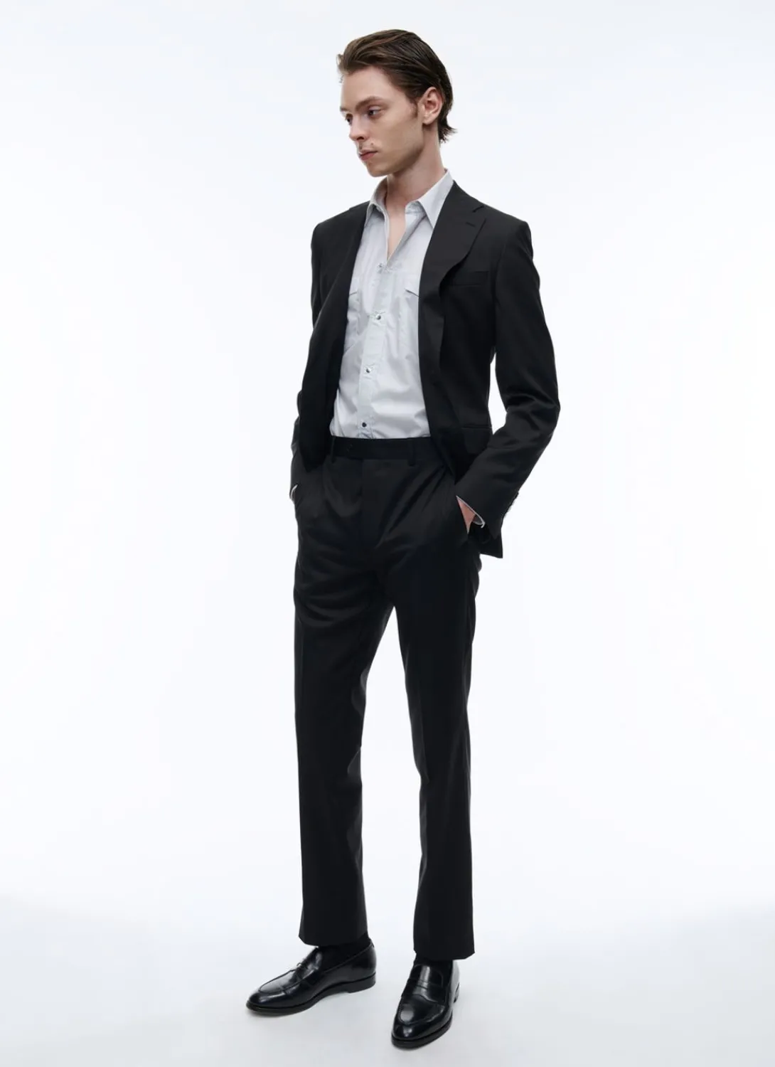 Fursac Wool Serge Large Trousers Black Fashion