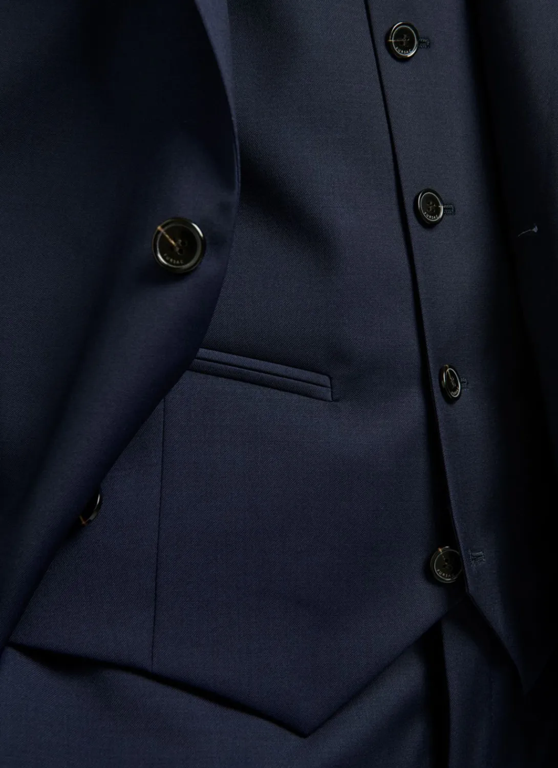 Fursac Wool Serge 3-Piece Suit Navy Blue Sale