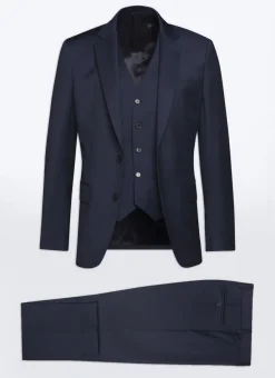 Fursac Wool Serge 3-Piece Suit Navy Blue Sale