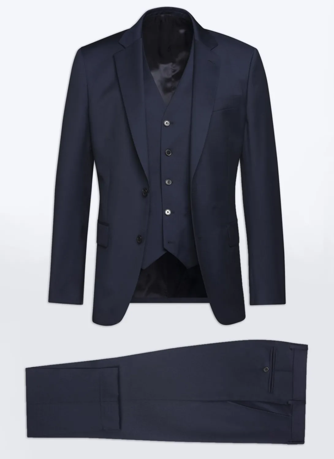 Fursac Wool Serge 3-Piece Suit Navy Blue Sale
