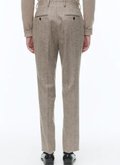 Fursac Wool Straight Trousers With Herringbone String-Like Beige - Herringbone Pattern Sale