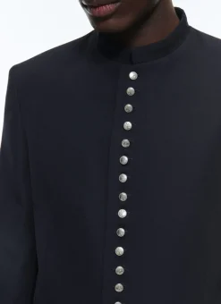 Fursac Wool Suit With Officer Collar Navy Blue Online