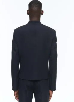 Fursac Wool Suit With Officer Collar Navy Blue Online