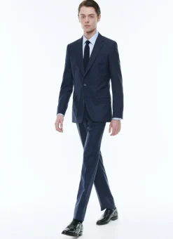Fursac Wool Suit With Prince Of Wales Navy Blue - Prince Of Wales Pattern Shop