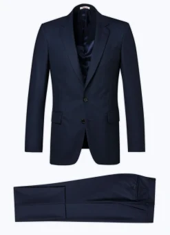 Fursac Wool Suit With Prince Of Wales Navy Blue - Prince Of Wales Pattern Shop